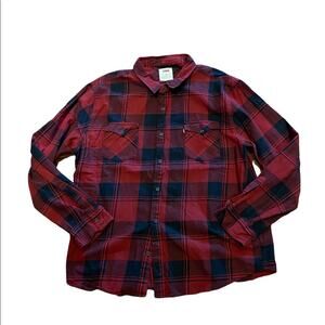 Levi’s Mens XXL Red and Black Flannel button Down Casual Shirt
